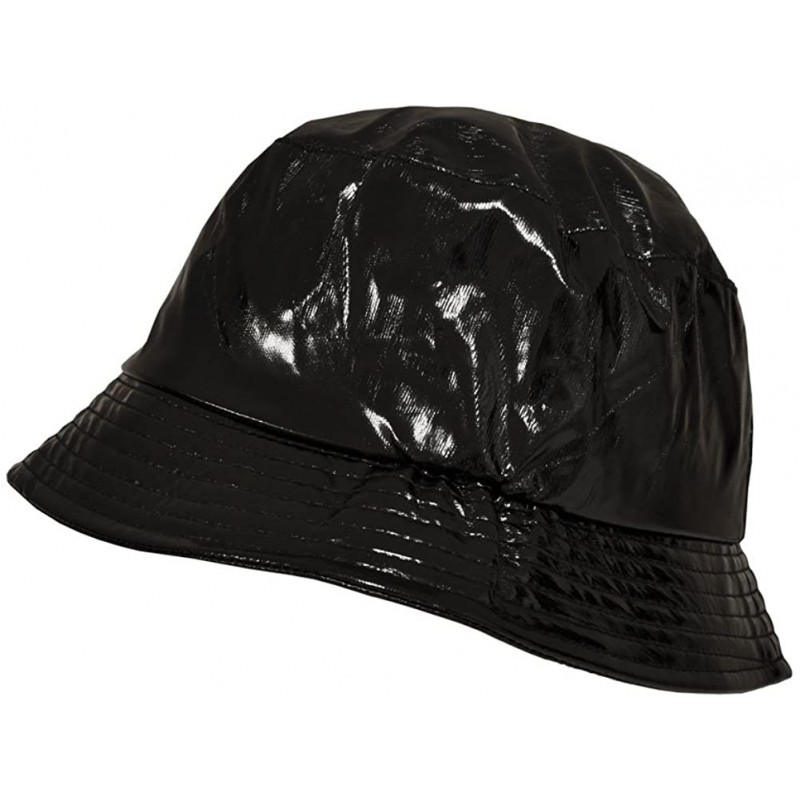Rain Hats Waterproof Wax Style Bucket Rain Hat - 01-black - CB18AILDEL9 $31.62