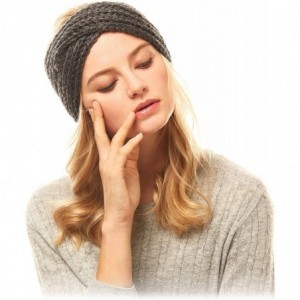 Headbands Women's Winter Knitted Headband Ear Warmer Head Wrap (Flower/Twisted/Checkered) - Dark Gray - CF18HD6MA6R $17.12