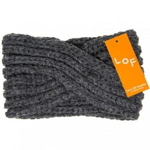 Headbands Women's Winter Knitted Headband Ear Warmer Head Wrap (Flower/Twisted/Checkered) - Dark Gray - CF18HD6MA6R $17.12