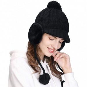 Newsboy Caps Womens Knit Newsboy Cap Warm Lined Winter Hat 100% Soft Acrylic with Visor - 89621_black - CA18AQ6G65N $28.51