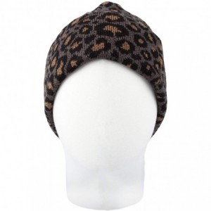 Skullies & Beanies Knitted Beanie Hat Animal Leopard Pattern Watch Cap KR51083 - Grey - CH1935WCM9S $35.24