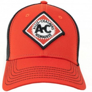 Baseball Caps Allis Chalmers Tractor Hat- Orange and Black Mesh- Vintage Logo - CR18WXMH2HS $33.88
