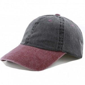 Baseball Caps 100% Cotton Pigment Dyed Low Profile Dad Hat Six Panel Cap - 5. Black Burgundy - CB18XXKC89M $18.60