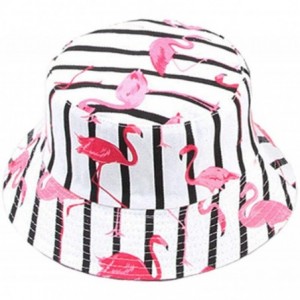 Bucket Hats Flamingo-Bucket-Hat Printed Sun-Hat Reversible with Summer Women - White - CF18S8RLUX5 $24.04