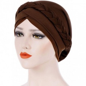 Skullies & Beanies Chemo Cancer Braid Turban Cap Ethnic Bohemia Twisted Hair Cover Wrap Turban Headwear - Coffee - CD18U8N3HE...