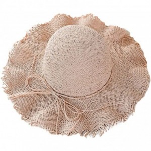 Sun Hats Manual Weave Crochet Hook Straw Boater Sun Hat - Pink - C218SGN3574 $56.45