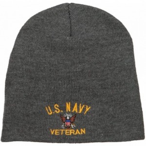 Skullies & Beanies US Navy Veteran Military Embroidered Short Beanie - Dk Grey - CC1862YDQ67 $40.18