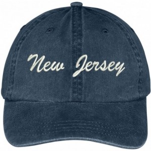 Baseball Caps New Jersey State Embroidered Low Profile Adjustable Cotton Cap - Navy - C812IZJX8QH $33.87