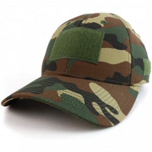 Baseball Caps Tactical Operator Ripstop Cotton Baseball Cap with Loop Patch - Woodland - C118606XNGL $38.38
