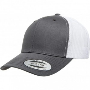Baseball Caps Yupoong Retro Trucker Snapback Cap - Mesh Back- Adjustable Ballcap w/Hat Liner - Charcoal/White - C918H2ILTMM $...
