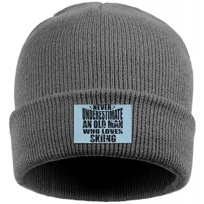 Skullies & Beanies Never-Underestimate-an-Old-Man-Who-Loves-Skiing-. Daily Beanies Hat for Men Women Slouchy Skull Cap - Gray...