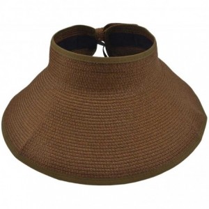 Sun Hats Womens Summer Foldable Straw Sun Visor Wide Brim Hat Packable Women Brach Cap M01 - Deep Coffee - CB11YWSYTRX $18.39