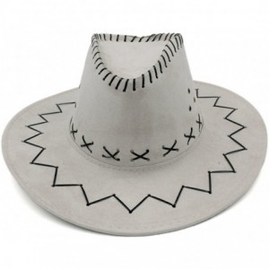 Cowboy Hats Fashion Unisex Adult Western Cowboy Cowgirl Caps Wide Brim Sun Hats - Gray - CQ188GK2C6H $22.83