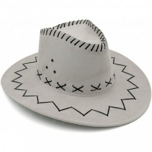 Cowboy Hats Fashion Unisex Adult Western Cowboy Cowgirl Caps Wide Brim Sun Hats - Gray - CQ188GK2C6H $18.72