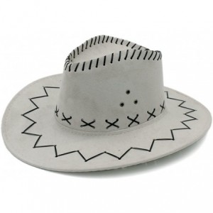 Cowboy Hats Fashion Unisex Adult Western Cowboy Cowgirl Caps Wide Brim Sun Hats - Gray - CQ188GK2C6H $18.72