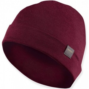Skullies & Beanies Unisex Merino Wool Cuff Beanie Hat - Choose Your Color - Wine - CE192T6YE97 $33.36