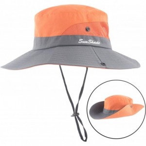 Sun Hats Women's Summer Mesh Wide Brim Sun UV Protection Hat with Ponytail Hole - Orange - CV18T6QWHA4 $27.56