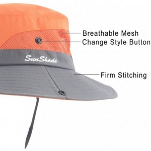 Sun Hats Women's Summer Mesh Wide Brim Sun UV Protection Hat with Ponytail Hole - Orange - CV18T6QWHA4 $27.56