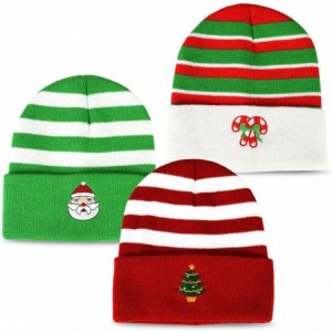 Skullies & Beanies TeeHee Fun and Fashionable Cuffed Fold Beanie Hat 3-Pack - Christmas - CO184IRIGXT $29.63