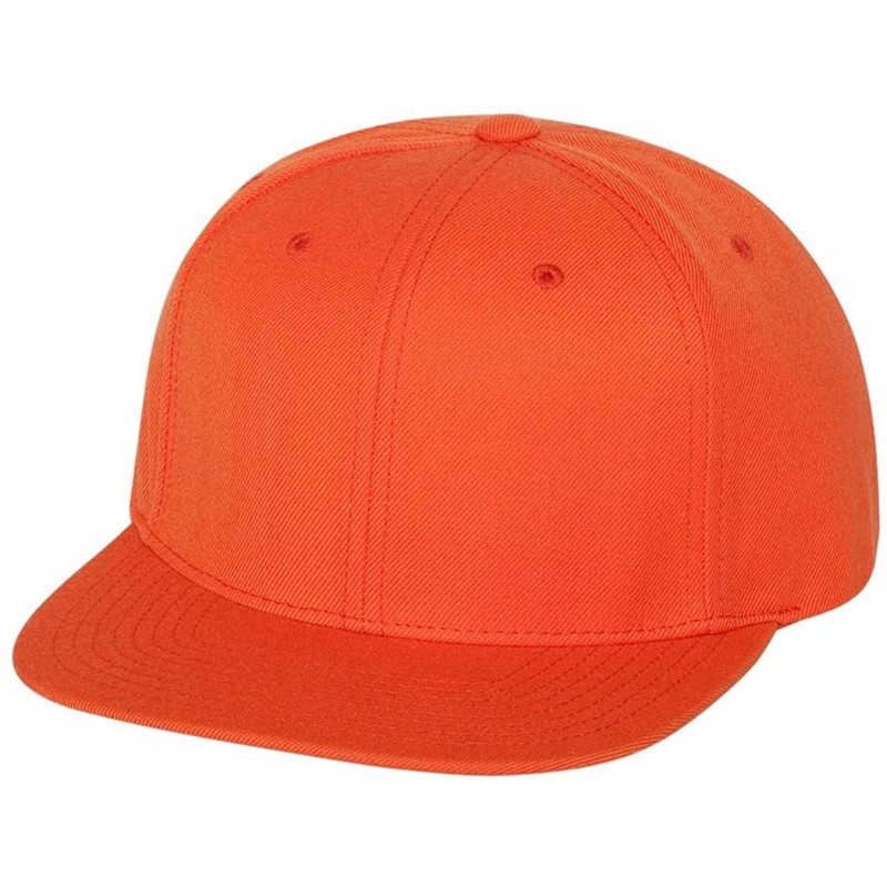 Baseball Caps Flexfit 6 Panel Premium Classic Snapback Hat Cap - Orange - CB12D6KE6ON $18.95