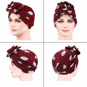 Skullies & Beanies 2 Pieces Elastic Turban Cap- Twist Headwraps Beanie with Knotted Flower Perfect for Women - Bude-2 - CT18T...