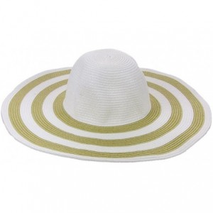 Sun Hats Women's Wide Wired Brim Stripe Straw Sun Hat - Shapeable - White - CA12HCVTMF5 $26.58