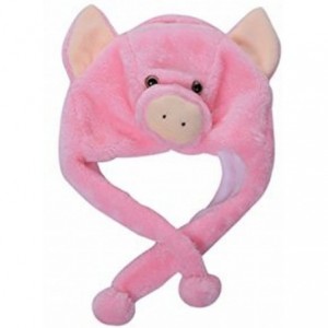 Skullies & Beanies Animal Plush Earmuff Winter Warm Fluffy Cap (Pig) - CV186IT5QGW $21.03