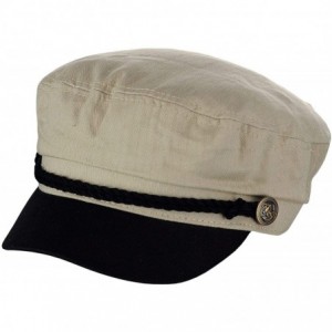 Newsboy Caps Unisex 100% Cotton Greek Fisherman Sailor Fiddler Driver Cap Hat - Stone/Black - CQ18RNAS83N $26.03