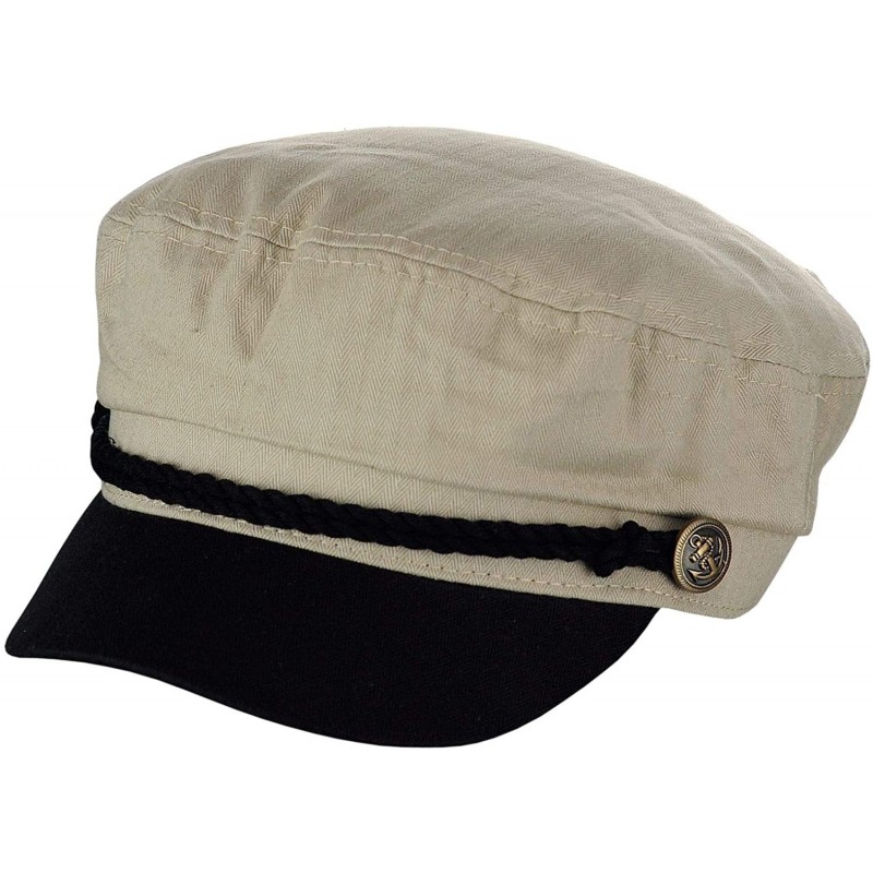 Newsboy Caps Unisex 100% Cotton Greek Fisherman Sailor Fiddler Driver Cap Hat - Stone/Black - CQ18RNAS83N $29.84