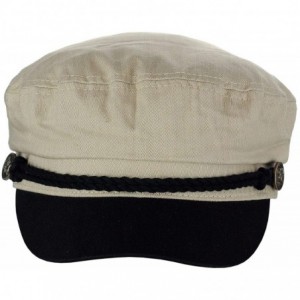 Newsboy Caps Unisex 100% Cotton Greek Fisherman Sailor Fiddler Driver Cap Hat - Stone/Black - CQ18RNAS83N $29.84
