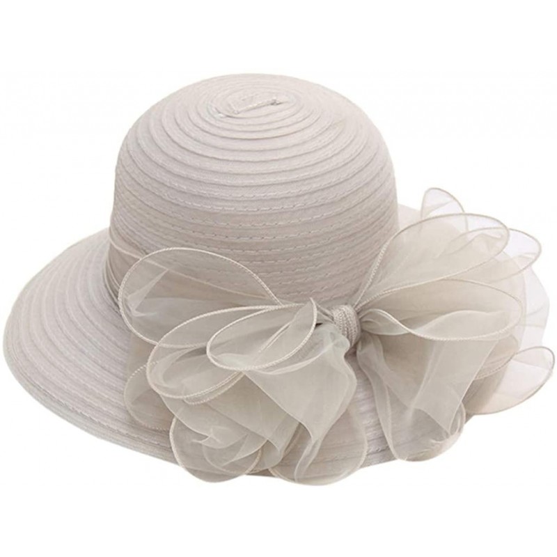 Sun Hats Casual Women's Church Derby Dress Fascinator Bridal Cap British Tea Party Wedding Sun Hat - Gray - C918TMZ2EY0 $22.45