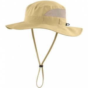 Sun Hats Men's Outdoor Mesh Boonie Sun Hat Wide Brim UV Protection Fishing Hat - Khaki - CD18D7QZ8ES $29.10