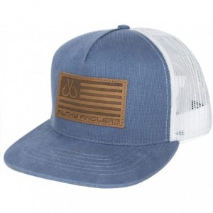 Baseball Caps Snap Back Leather Patch Flag Fishing Hat for Men & Women - Blue - CC18ARSDWZ8 $64.13