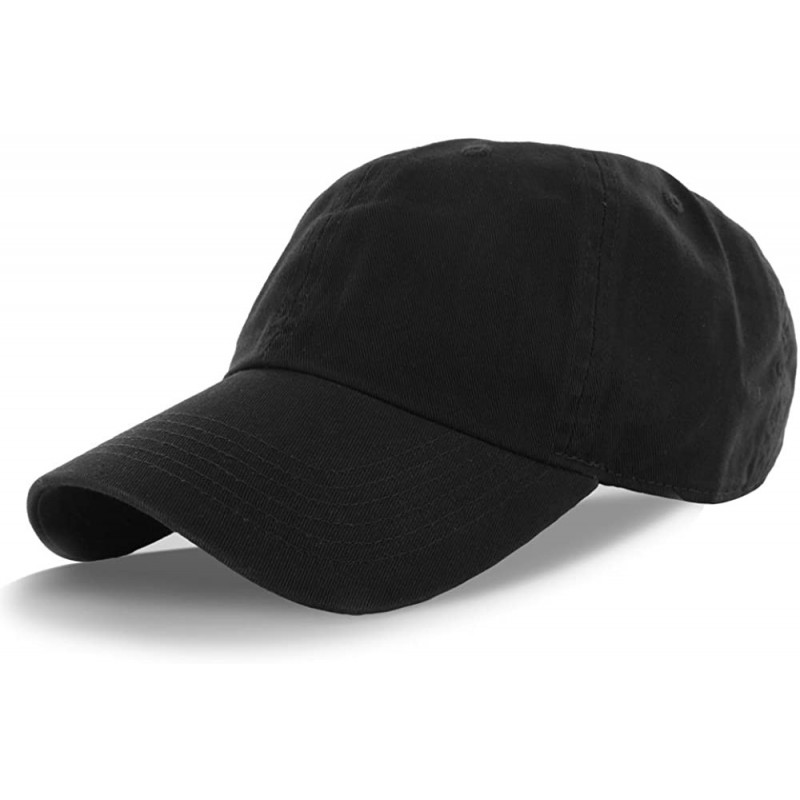 Baseball Caps Plain 100% Cotton Adjustable Baseball Cap - Black - CY11SEDENI7 $17.21