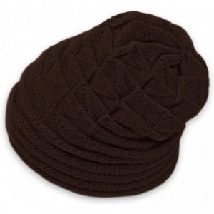 Skullies & Beanies Men Textured Design Winter Wearing Knit Cap Beanie Hat - Brown-triangle - CL120YS3OD9 $17.83