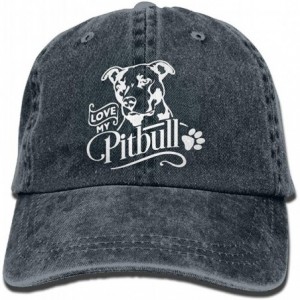 Baseball Caps Men Women Adjustable Denim Fabric Baseball Caps Love My Pitbull Snapback Cap - Navy - CM18IO822NY $24.38