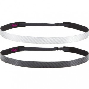 Headbands Women's Adjustable NO Slip Skinny Tech Sport Headband Multi Packs - Silver & Black 2pk - CP11OI1FQL7 $23.59