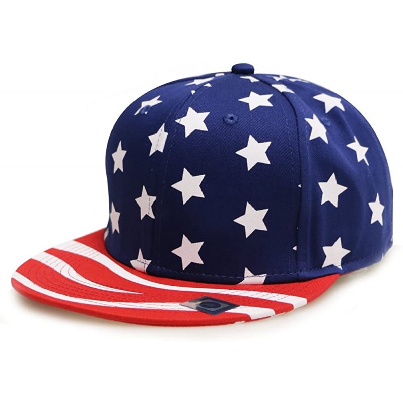 Baseball Caps American Flag USA Snapback Hats Navy/Red - C211YAGA5KZ $20.17
