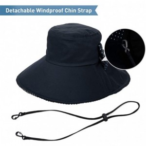 Sun Hats Womens Packable SPU 50 Summer Sun Bucket Ponytail Hat Outdoor Beach Hiking Chin Strap Floppy Safari 55-59CM - CO18SO...