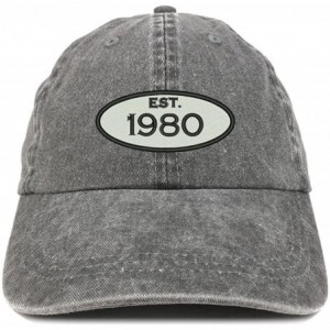 Baseball Caps Established 1980 Embroidered 40th Birthday Gift Pigment Dyed Washed Cotton Cap - Black - CM180MA0MUW $33.01