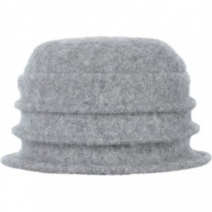 Bucket Hats Womens Winter Warm Wool Cloche Bucket Hat Slouch Wrinkled Beanie Cap with Flower - Flower-grey - C31832YDAHA $27.16