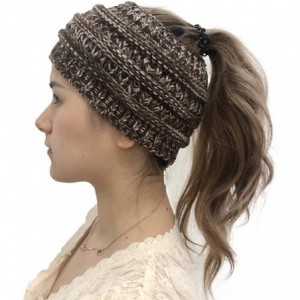 Skullies & Beanies Womens Beanie Hats - Women Winter Warm Hat Stretchy Knitted Headwear Soft Horsetail Messy Hats - Coffee 03...