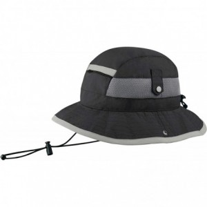 Bucket Hats Taslon UV Bucket Hat with Snaps Brim and Mesh Side Panel - Charcoal/Light Grey - C711LV4GROJ $29.84