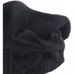 Berets Womens Beret 100% Wool French Beret Beanie Winter Hats Hy022 - Black - CI18HLATUMX $34.25