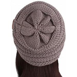 Skullies & Beanies Women Ladies Solid Winter Button Knitting Hat Turban Brim Hat Cap - Gray - CM18HYXQR6L $18.94