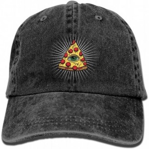 Skullies & Beanies Illuminati Pizza All Seeing Eye Food Pyramide Adult Sport Adjustable Baseball Cap Cowboy Hat - Black - C61...