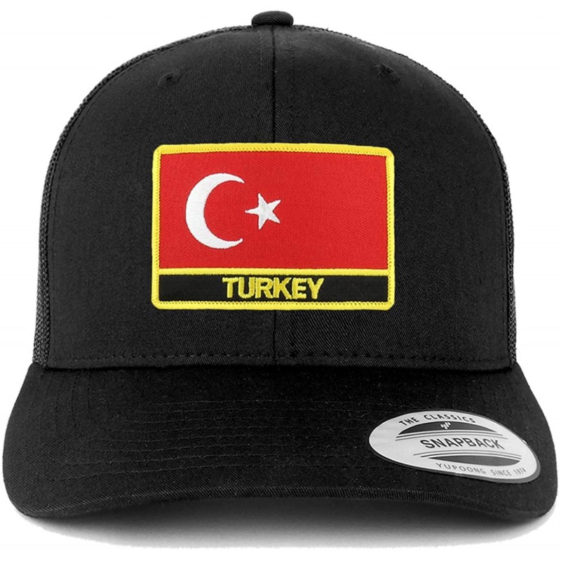 Baseball Caps Flexfit XXL Turkey Flag Retro Trucker Mesh Cap - Black - CB18L3MQDA0 $39.49