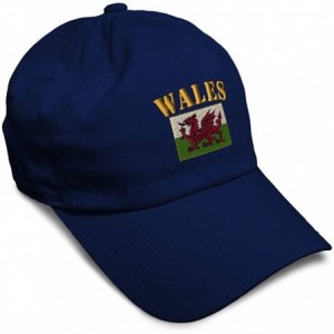 Baseball Caps Soft Baseball Cap Wales Flag Embroidery Dad Hats for Men & Women Buckle Closure - Navy - C118YSXXEK3 $37.71
