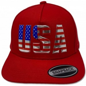 Baseball Caps USA Flag Snapback - Classic US Flag 3D Embroidered Baseball Cap - Embossed Usa - Red - C318KL8DR0X $23.29