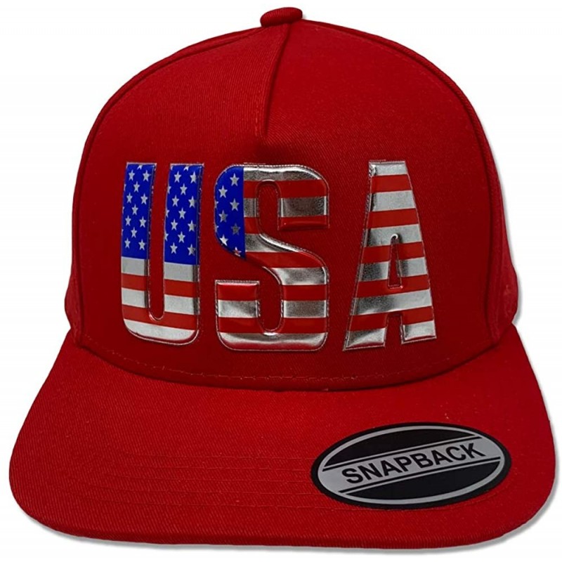 Baseball Caps USA Flag Snapback - Classic US Flag 3D Embroidered Baseball Cap - Embossed Usa - Red - C318KL8DR0X $22.98